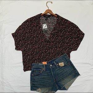 Forever21 Floral Crop Blouse